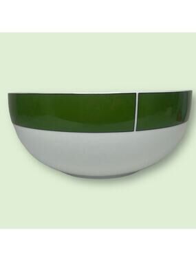 Block Ionia Greece Kaleidoscope Wide Green Stripe on White Serving Bowl 8 3/4"